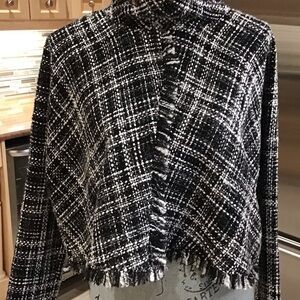 Zara Black and White Plaid sweater/ poncho